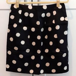 LOFT Black & White Polka Dot Pleated Pencil Skirt